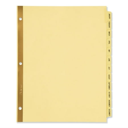 Jan-Dec Buff Letter 12-Tab 12 per Set AVERY Recycled GD Reinforced Preprinted Laminated Tab Dividers 11307